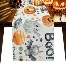 Halloween Fall Table Runner 13&quot;x90&quot; Cute Hearts Bats Ghosts Pumpkins Spiders - £11.06 GBP