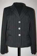 Judith Hart Gray Pinstripe Pin Stripes Jacket Blazer Lace 10 Lined  New - $38.69