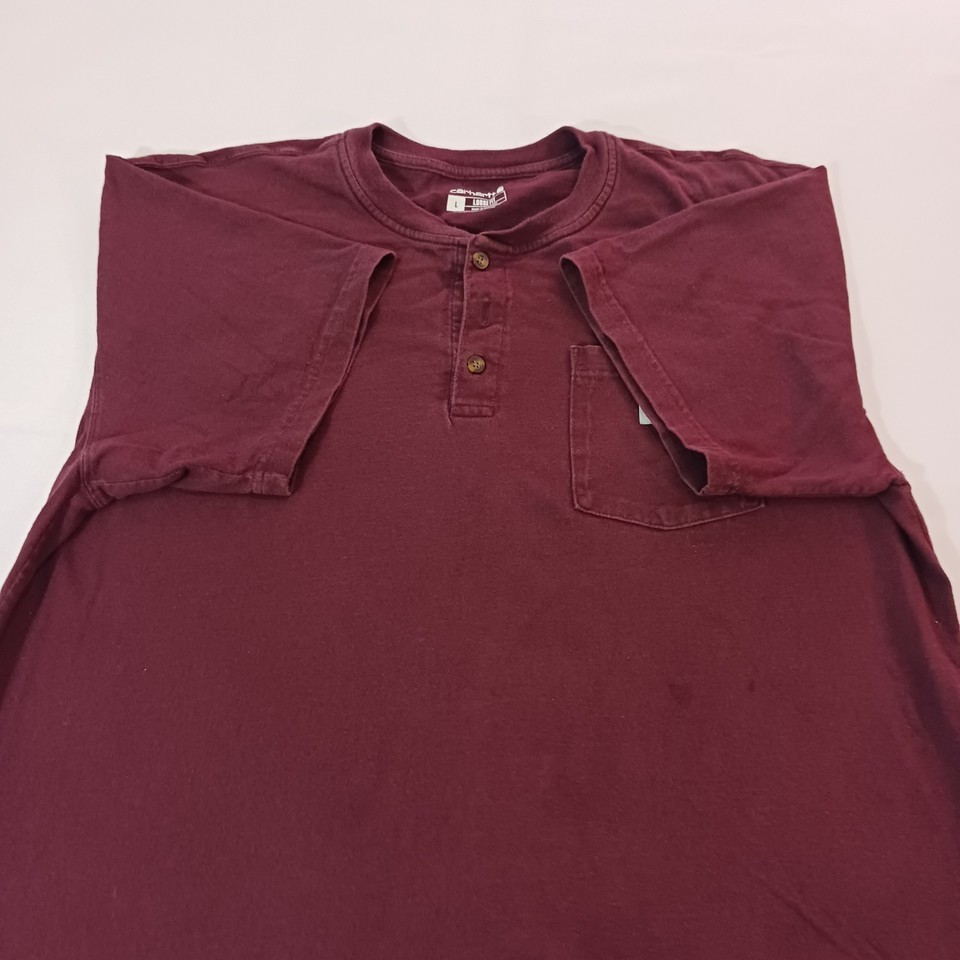 Carhartt K84 PRT Men's Burgundy Cotton Short Sleeve Henley T-Shirt Size Large Item image 12