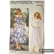 1990 Butterick 4915 Misses Wrap Dress 6 - 12 Cotton Silk Linen Damask Ta... - $9.87