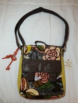 Fossil Key-Per Coated Canvas Mod Floral Print Crossbody Satchel Bag Purse NWT - £62.90 GBP