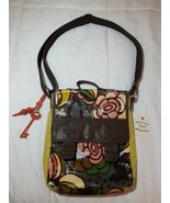 Fossil Key-Per Coated Canvas Mod Floral Print Crossbody Satchel Bag Purs... - $78.21