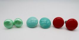 Set of three vintage totally 80's round button clip on &amp; screw back earr... - $14.99