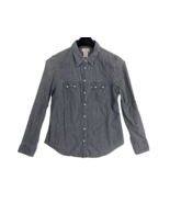 Levi&#39;s Size S Women&#39;s Gray Denim Pearl Snap Button Up Western Top Long S... - £11.19 GBP