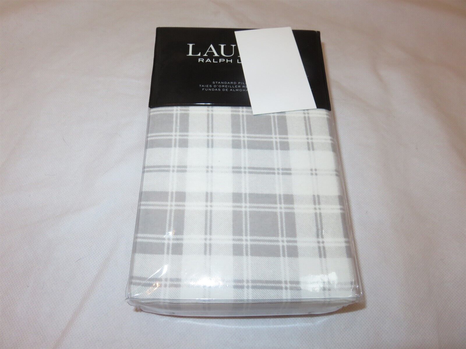 Primary image for Ralph Lauren Ulster Plaid Flannel Standard Pillowcases Grey