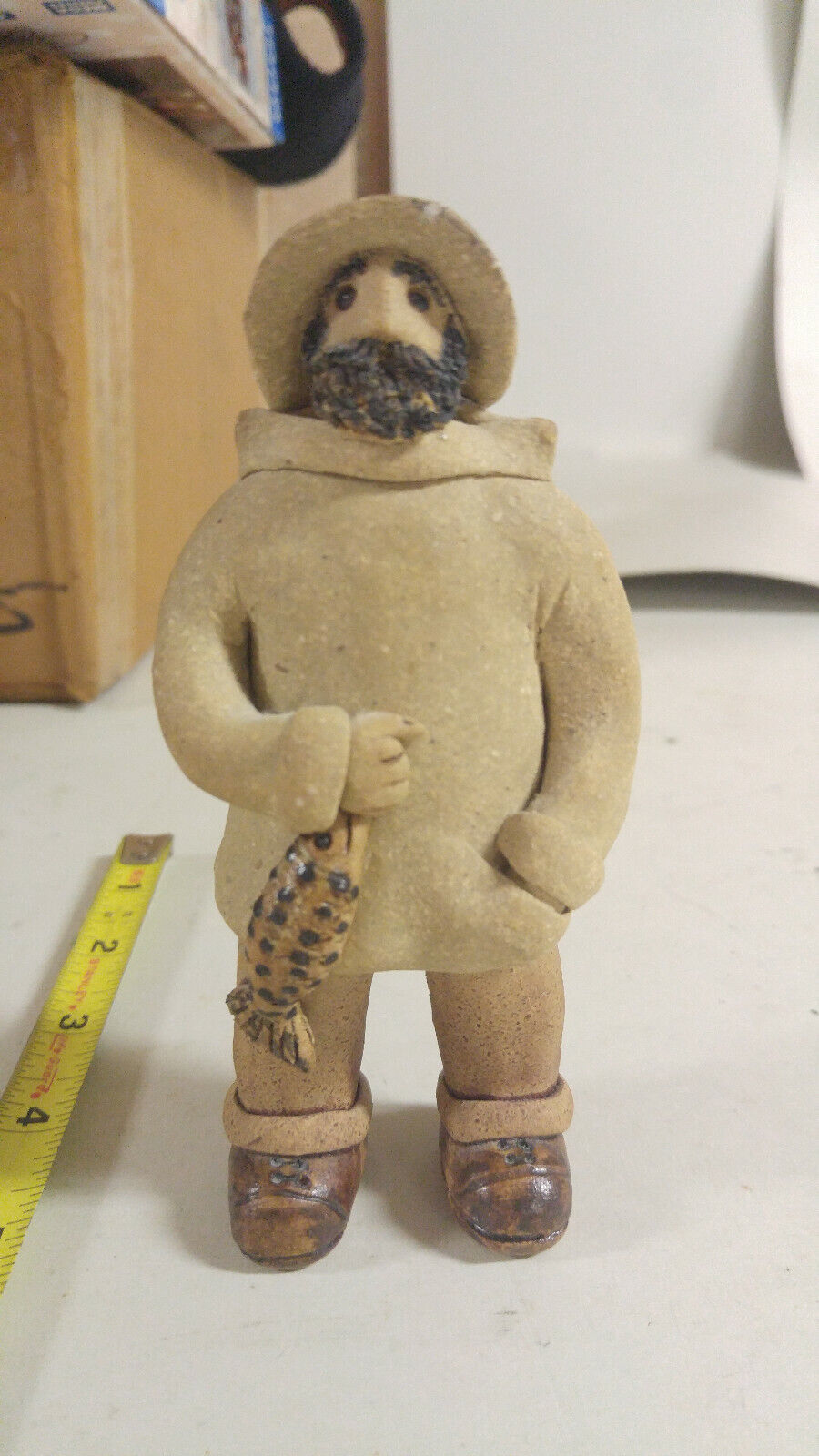 BP FIsherman Clay Pottery 5x3 Fishing Collector Fishing Boats Figurine - $12.99