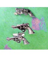 Vintage pistol Cufflinks Six Shooter gun Tie Clip Industrial Silver Colt... - £86.41 GBP