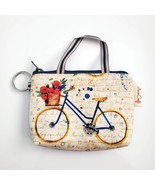 Handmade Blue Flower Basket Bicycle Canvas Mini Tote Keychain Wallet 5&quot; ... - £13.92 GBP