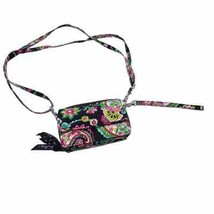 Vera Bradley Crossbody Wallet Purse Petal Paisley Print Black Pink Blue - $482.02 MXN