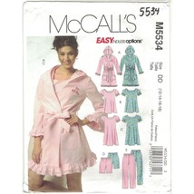 McCall&#39;s 5534 Nightgown, Ruffled Robe, PJ Pants, Shorts Pattern Size 12-18 Uncut - £9.17 GBP