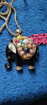 New Betsey Johnson Necklace Elephant Black Multicolor Beads Collectible Decorate - £11.87 GBP