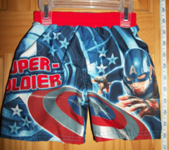 Marvel Heroes Baby Clothes 18M Captain America Bathing Suit Avengers Boys Trunks - £11.38 GBP