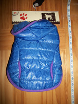 Pet Gift Dog Clothes XS Hood Jacket Outfit Solid Blue Canine Animal Hoodie Coat - £7.10 GBP