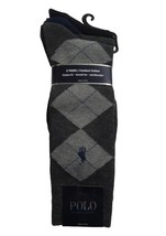 Polo Ralph Lauren Mens Trouser Dress Socks Grey Argyle/Navy Blue 3 pack - $19.99