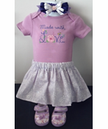 Infant Embroidered Bodysuit - Sz 6-9 mo- Made With Love, Skirt, Headband... - $36.85 CAD