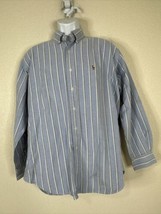 Ralph Lauren Blake Men Size M Blue Striped Button Up Oxford Shirt Long S... - £6.20 GBP