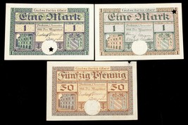 1918 Notgeld Money Error Note - 3pc Set from Beckum, Germany Alignment error - £79.76 GBP