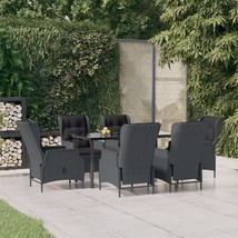  Garden Dining Set Dark Grey Poly Rattan Large Adjustable Armrests - $2,109.67 CAD