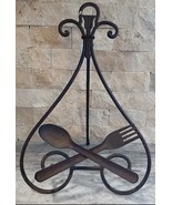 Fork &amp; Spoon Cookbook Holder 11&#39;&#39; Tall Gold Color Metal Tabletop Easel S... - $20.53 CAD