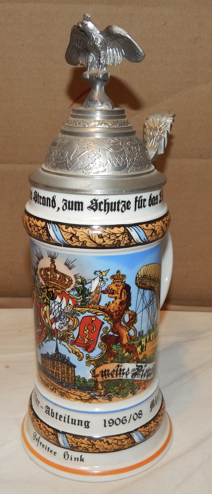 Regimental Military German Beer Stein Munchen 1906/08 Rare Luftschiffer NIB 270E - £190.18 GBP
