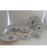 30 p SANGO Meissen Blue ROSE DINNERWARE LOT DINNER PLATE SOUP serving BO... - £122.55 GBP