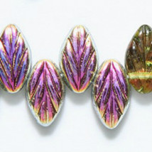 Czech Olive Marea Leaf Beads 7 x 12 mm (50), Brown Green 7x12mm leaves - £3.39 GBP