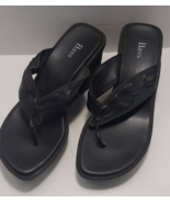 Bass Julia black wedge sandals thong toe women&#39;s size 6 1/2 - £19.11 GBP