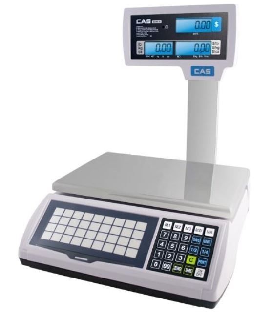 CAS S-2000 JR 30lb PRICE COMPUTING SCALE with POLE - LEGAL FOR TRADE LCD DISPLAY - $375.00