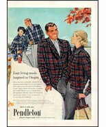 1950s Pendleton Wool PRINT AD Mens &amp; Women&#39;s Sportswear &quot;Inspired In Ore... - $10.65 CAD