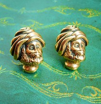 Persian Cufflinks Vintage large Figural Arabian Knight Head Aladdin ALI Baba Des - £99.90 GBP