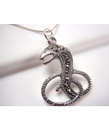 Serpent Marcasite Necklace 925 Sterling Silver Snake Corona Sun Jewelry - £15.09 GBP