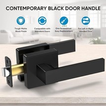 TICONN Black Passage Door Handle Heavy Duty, Matte Black Reversible Square Door - $19.34