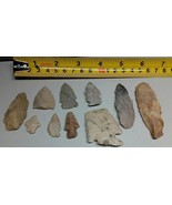 LOT 10 INDIAN ARROWHEADS SPEAR POINTS GUARANTEED AUTHENTIC DATED LABELED... - $214.70 CAD
