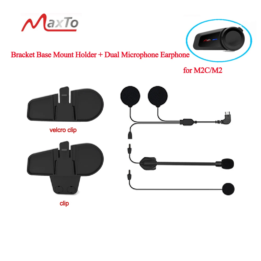 Maxto M2 M2C Motorcycle Helmet Headset Intercom cket Base Mount Holder + Dual Mi - £370.57 GBP