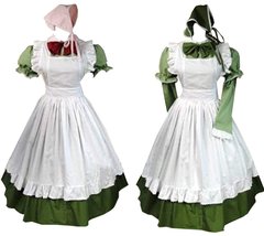 ZYHCOS Womens White Apron Green Maid Skirt Uniform Dress Used As Two Sets(Custom - £62.29 GBP