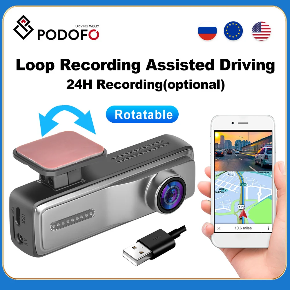 Podofo Dash Cam Adas Car Dvr Adas Dashcam Dv Rs Video Hd 1080P Usb Tf Card Auto - £27.29 GBP+