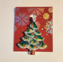 Kohl&#39;s Christmas Tree Brooch Rhinestones Colorful - £8.44 GBP
