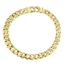 Men&#39;s Curb Beveled Cuban Link Bracelet 14k Solid Yellow Gold  25g  7.7 mm - £1,693.83 GBP