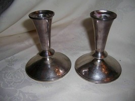 Pair Vintage Alvin Sterling Silver #5269 Weighted Candlestick Holders Hallmarked - £82.48 GBP