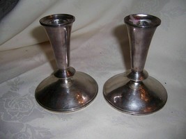 Pair Vintage Alvin Sterling Silver #5269 Weighted Candlestick Holders Hallmarked - £78.52 GBP