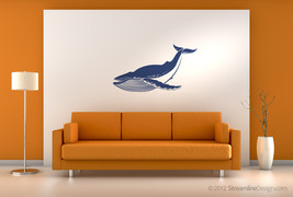 Giant blue whale vinyl wall art decoration. - £18.34 GBP
