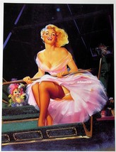 Edward Runci Pin-up Girl 8X11 Pink Dress Sexy Black Stockings on Roller ... - £7.90 GBP