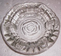 Indonesia Clear Glass Pressed Roses Designed Glass Ashtray - £33.03 GBP