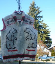 North AMERICAN Indian riding horse End of Trail VEST hand knitted 60&#39;s W... - £279.77 GBP