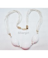 6 Strand White Cord Beaded Necklace Vintage  - $13.72 CAD