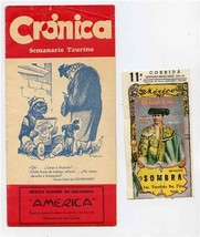 Cronica Bull Fighting Booklet and Ticket Mexico City 1951-52 Sombra  - £15.01 GBP