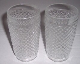(2) Anchor Hocking Pressed Glass checkered Design Meduim Size Glasses - $37.99