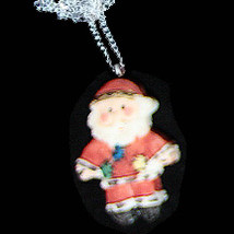 Santa Claus Pendant Necklace 2 Sided Christmas Costume Jewelry - $6.97