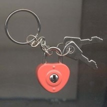 Heart Lock &amp; Keys Keychain Red Enamel Metal Bff Best Friend Gift - £3.17 GBP
