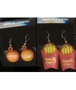 Funky Cheeseburger BURGER FRENCH FRY FRIES EARRINGS Fast Food Charms Jew... - £7.17 GBP